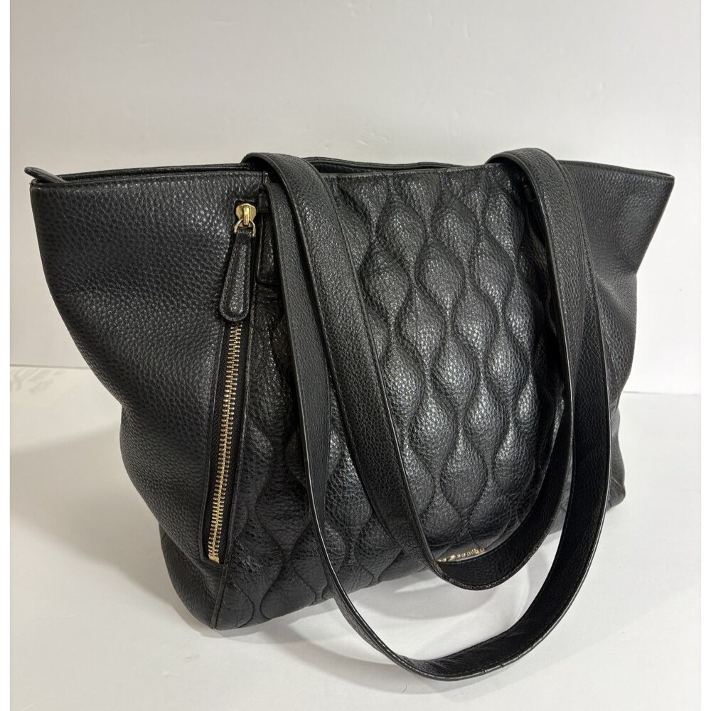 Vera Bradley Women's Tote Shoulder Bag Black Quilted Leather With Floral Pattern - Picture 4 of 12
